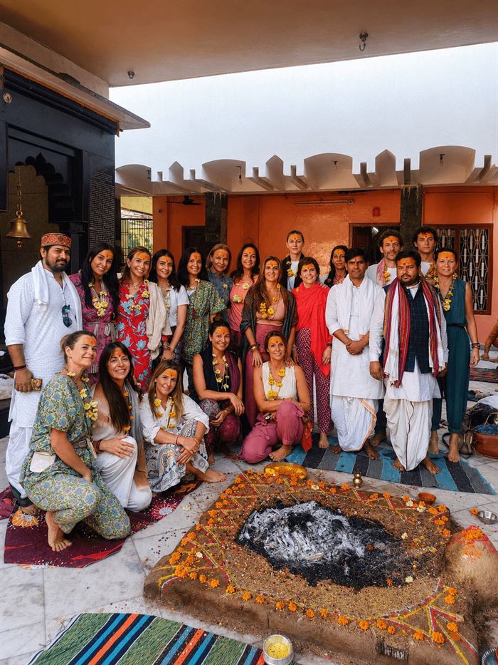 Devotees from abroad with our pandits after a havan