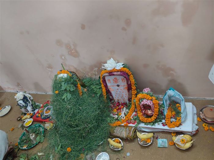 Complete puja setup with kalash and samagri